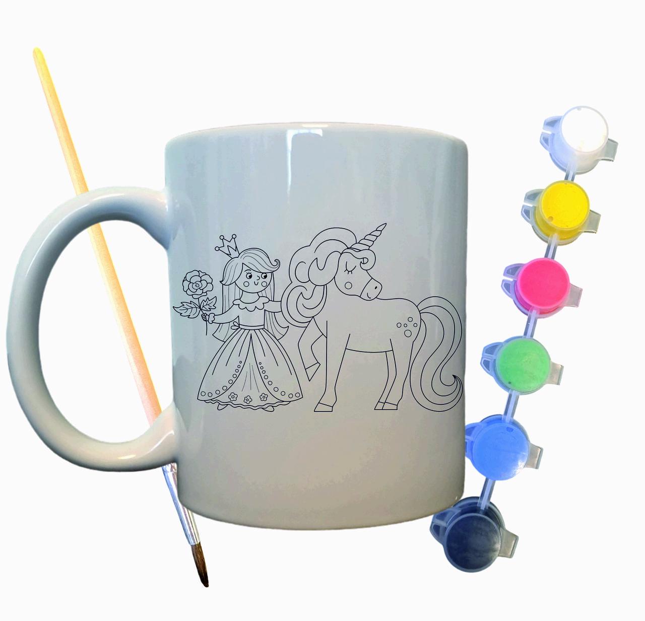 Набор для творчества кружка раскраска Принцесса и Единорог 330 мл Белый (КР0039)