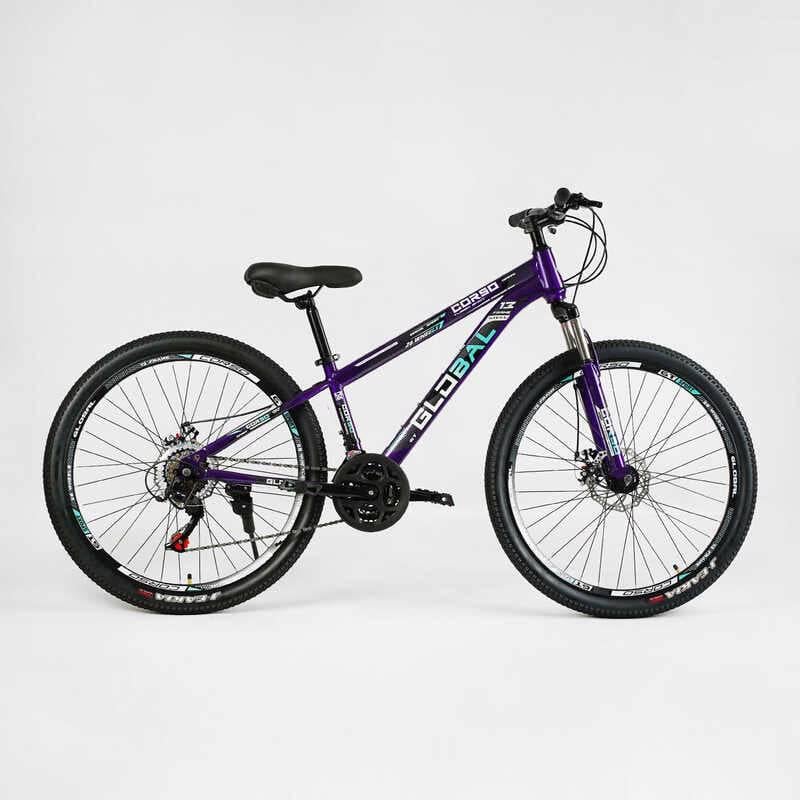 Велосипед спортивный Corso 26" Global 21 скорость стальная рама 13" переключатели Saiguan Violet (137747)