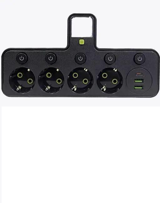 Розетка переходник 9в1 5 розеток 3 порта с USB с выключателем защитой от перегрузок и замыканий огнестойкой конструкцией (opt-103699)