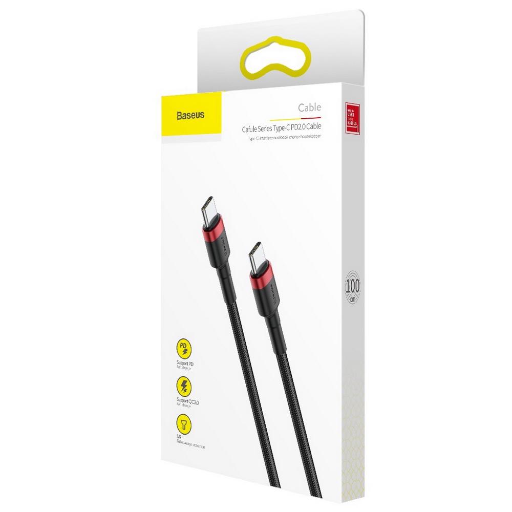 Кабель Baseus Cafule Cable USB для Type-C 2A 20 W быстрая зарядка 2 м Черный/Красный - фото 6