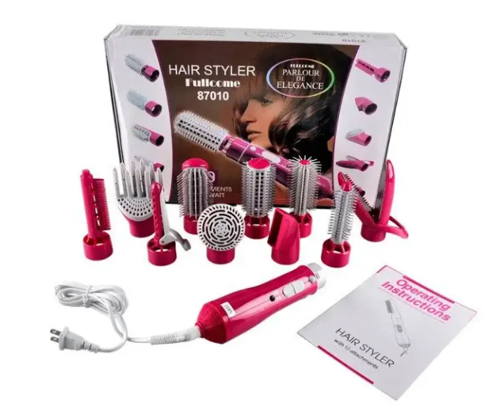 Стайлер Hair Styler Fullcome 10в1 для укладки волос Розовый (MS-22)