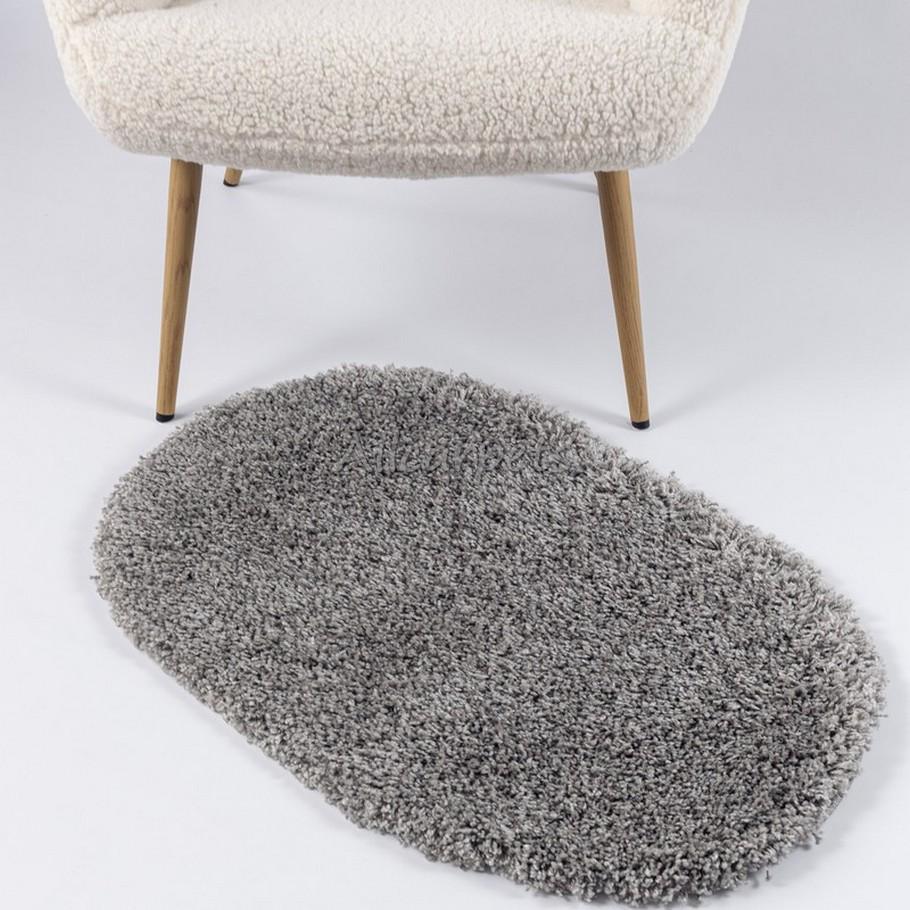 Ковер травка с высоким ворсом овальный Loca 6365 60х110 см Светло-серый (369754920)