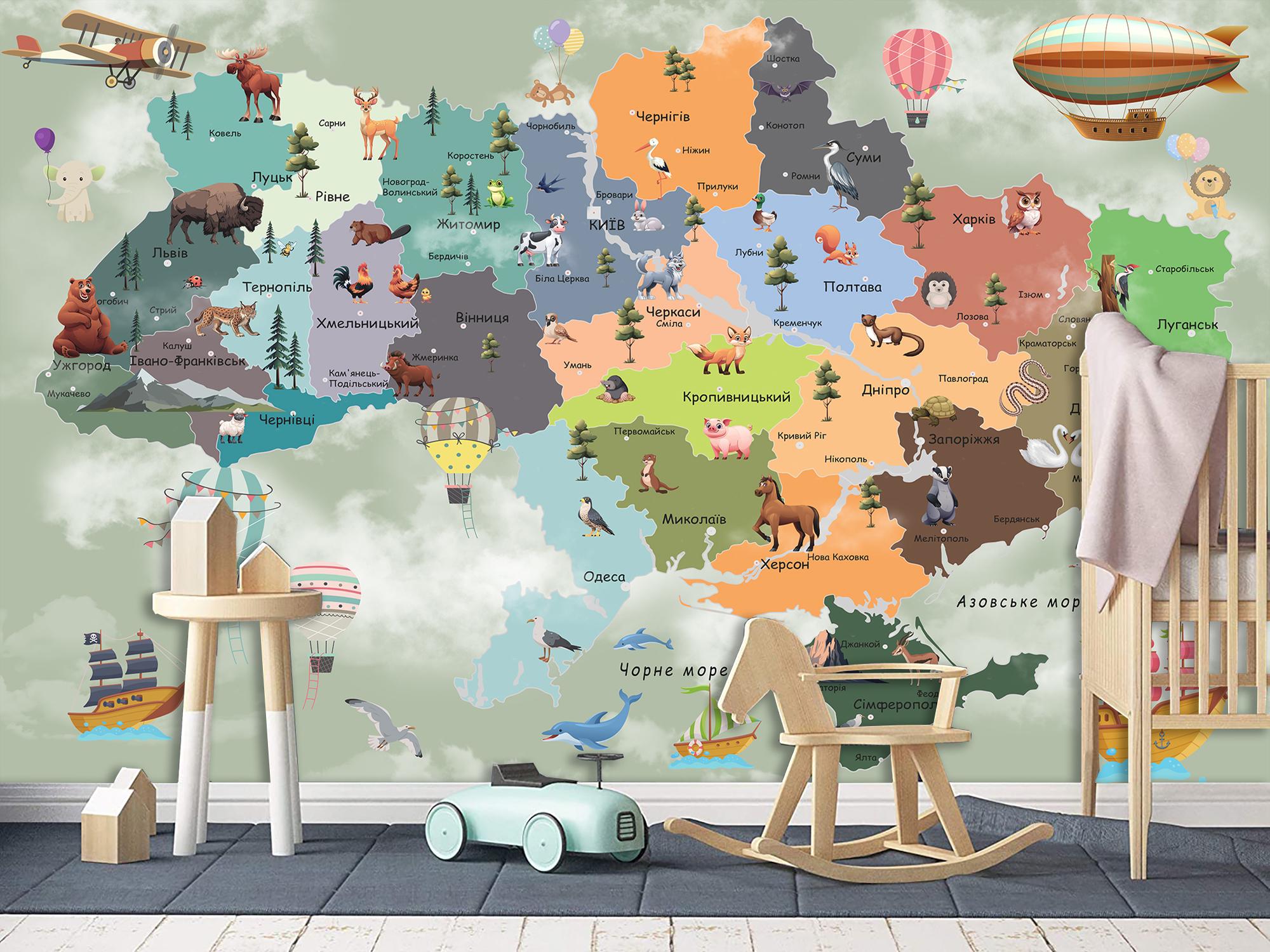 Обои 3Д флизелиновые Upstream Детская карта Украины 120х180 см (WMK-013/2) - фото 8 Обои 3Д флизелиновые Upstream Детская карта Украины 120х180 см (WMK-013/2) - фото 8