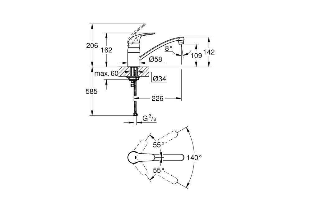 Змішувач для кухні Grohe Euroeco 32750000 (374014) - фото 2