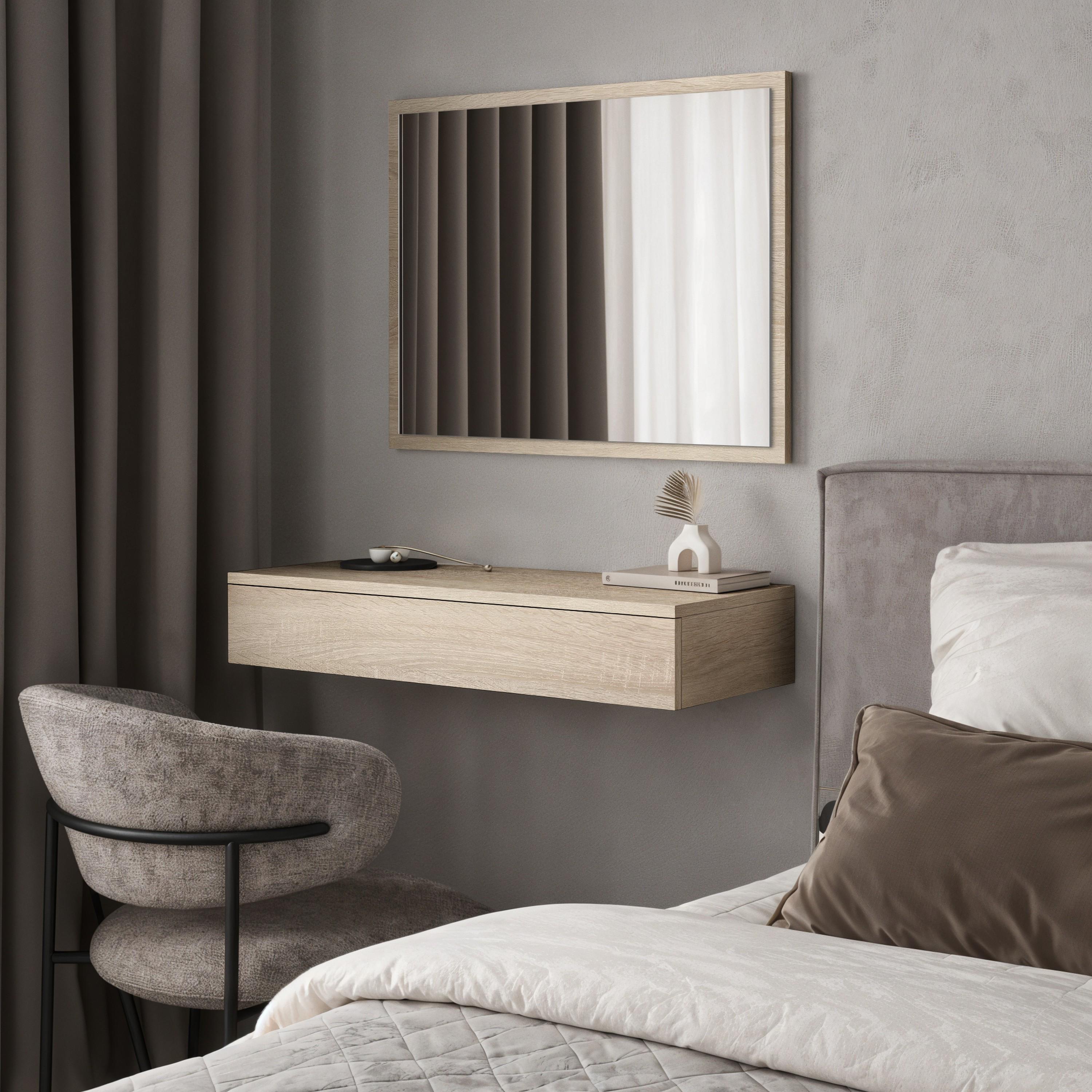 Комплект подвесного туалетного столика с зеркалом VS M-44/D-4 800x300x760 мм Дуб Сонома Комплект подвесного туалетного столика с зеркалом VS M-44/D-4 800x300x760 мм Дуб Сонома