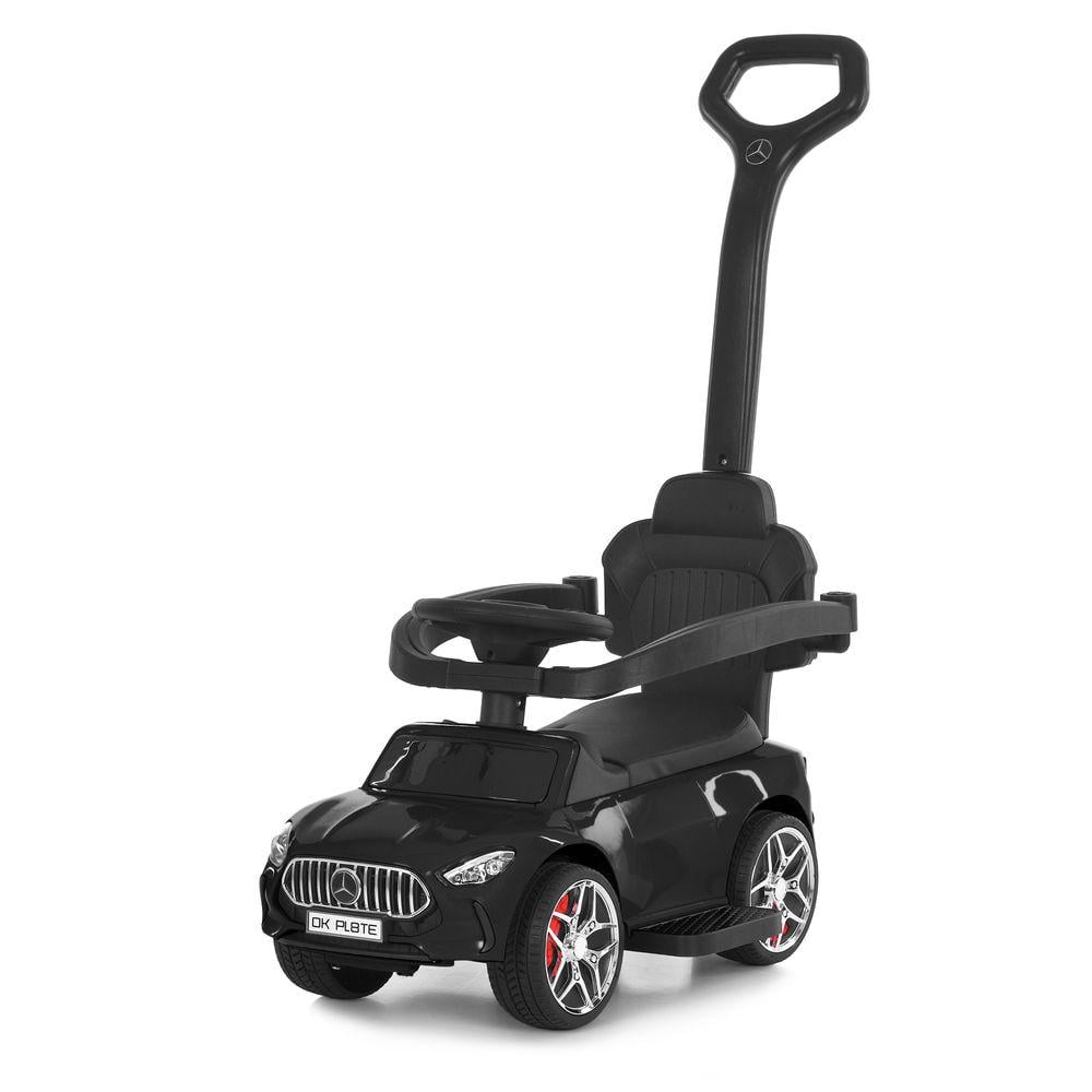 Каталка-толокар M 6255EL-2 с родительской ручкой сиденье экокожа/колеса EVA/музыка/свет Черный (32367821)