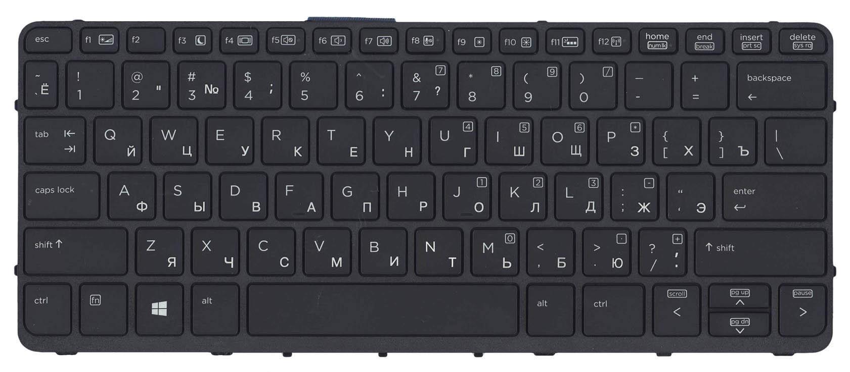 Клавиатура для ноутбука HP Pro X2 612 G1 с подсветкой Black