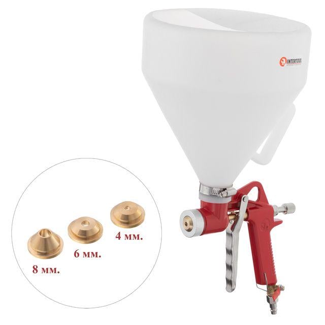Распылитель штукатурный пневматический Intertool форсунки 4/6/8 мм верхний пластик 7 л/6 бар (000028114)