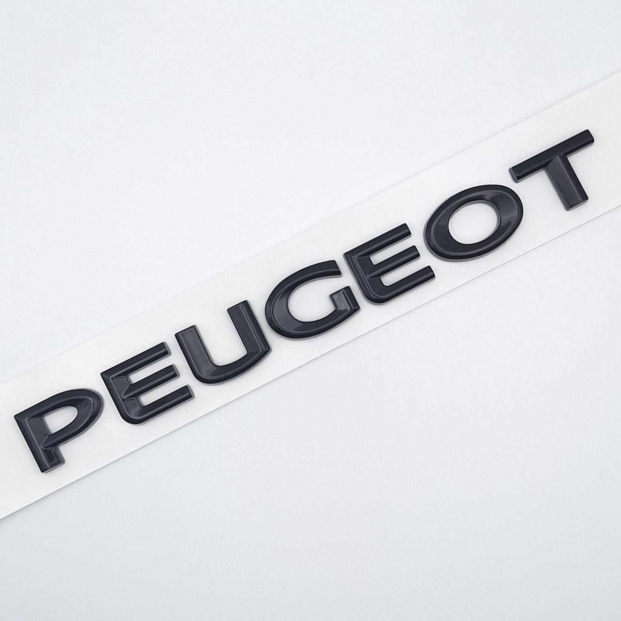 Эмблема надпись Peugeot ABS 16х1,6 см, Черный глянцевый (2452595658)