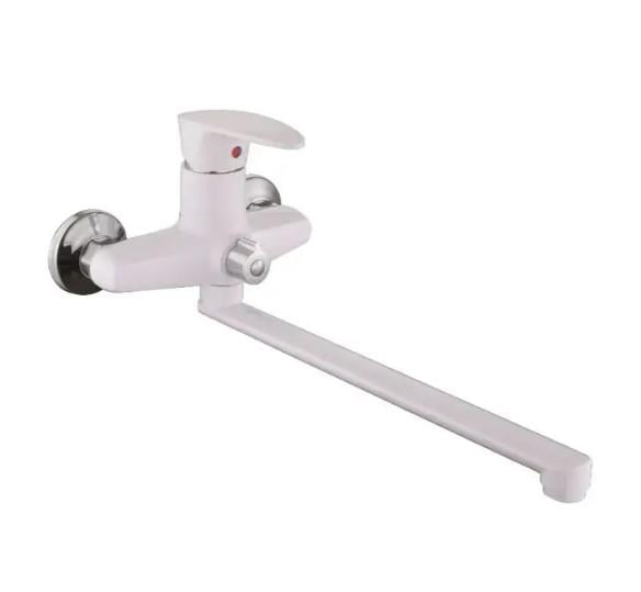 Змішувач для ванни PLAMIX Cezar-006 EURO SET з шлангом/лійкою та кронштейном White (PM0666)