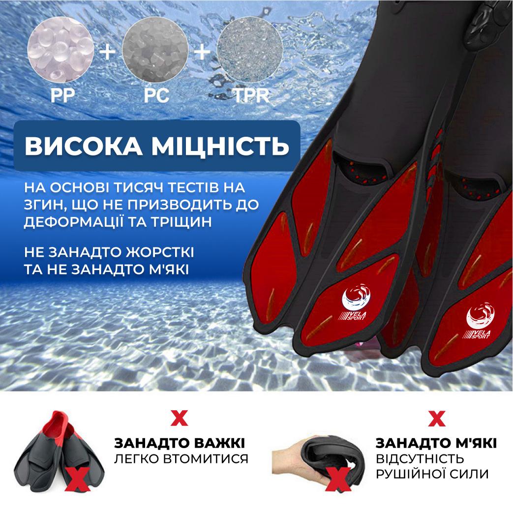 Ласти спортивні VelaSport Shark 36/41 регульовані з відкритою п'ятою Червоний (00818) - фото 11