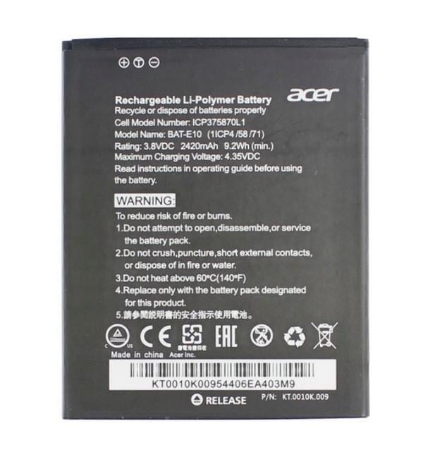 Acer BAT-E10 1ICP4/58/71 ICP375870L1 Liquid Z530 LTE/T02/Z530S 2420 mAh