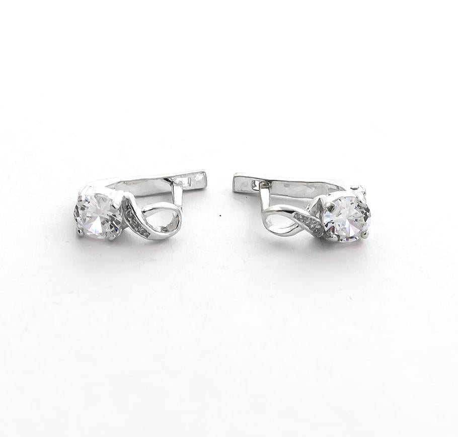 Серьги серебряные с камнями Maxi Silver 8613/1 Восьмерки Белый (88757)