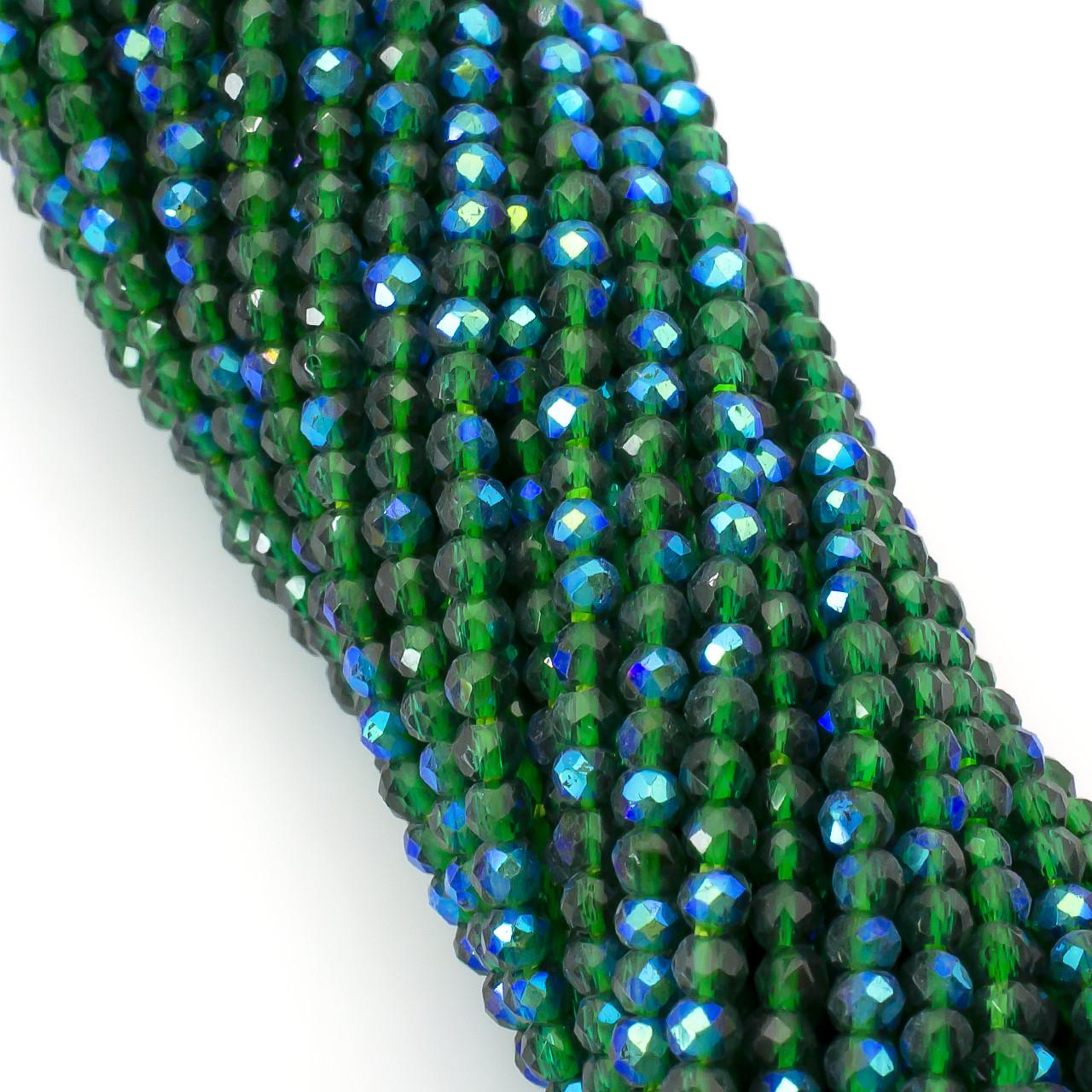 Бусины Шпинель огранка круглая АВ 2 мм 37 см 200 шт. Зеленый (БШ0902к55)