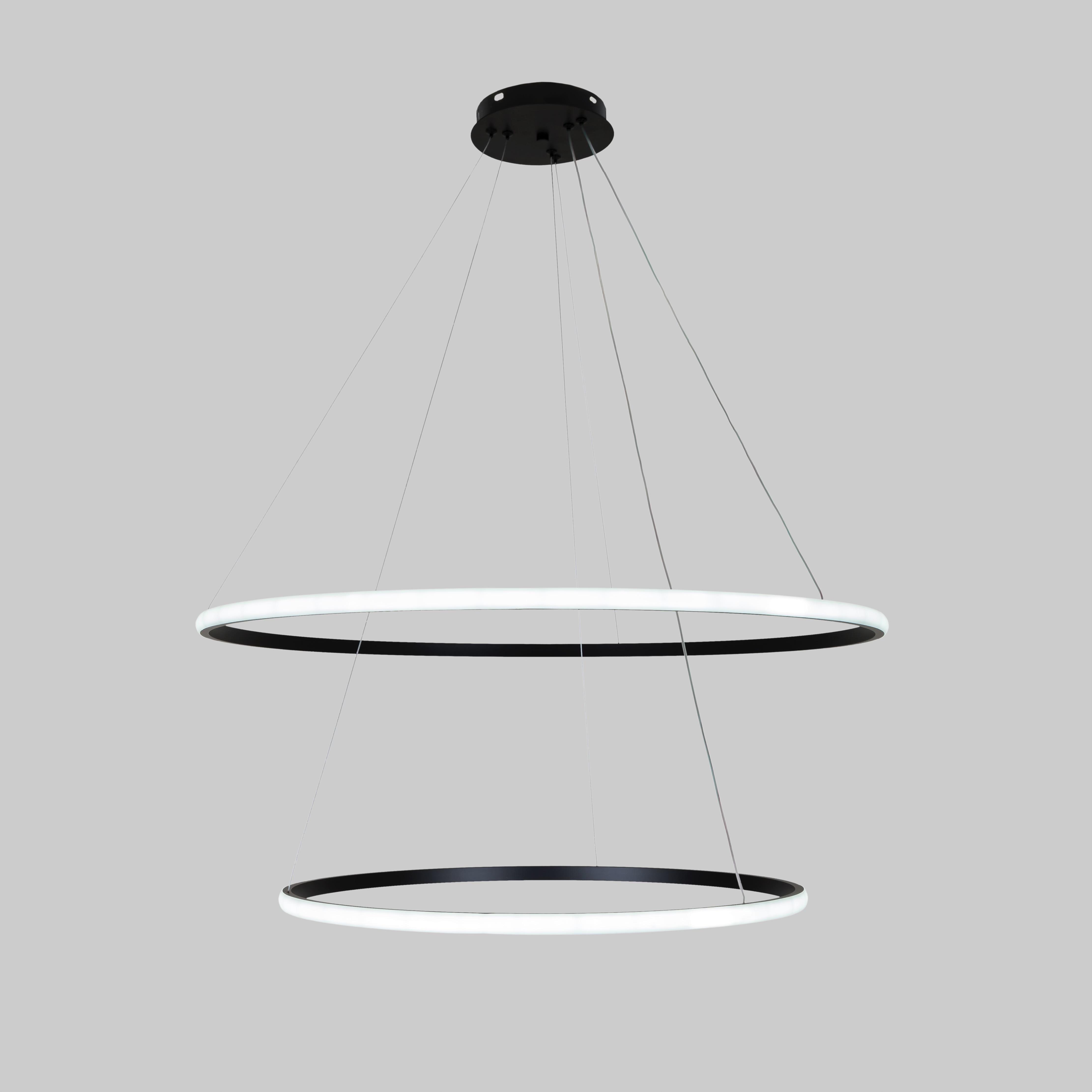 Люстра кольцевая Circle светодиодная двойная 60/80 см Черный (52-9833-2A BLACK LED (600/800))