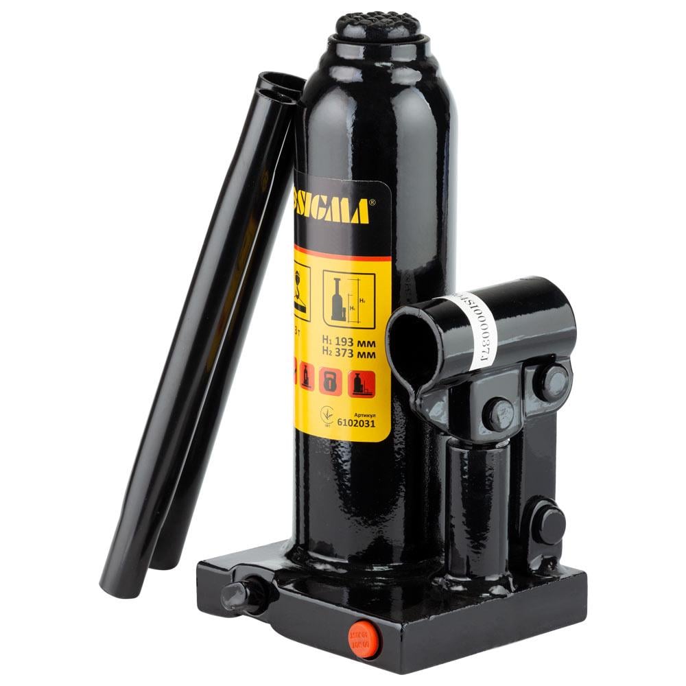 Домкрат гидравлический бутылочный Sigma 3 т H 193-373 мм в кейсе (6102031)