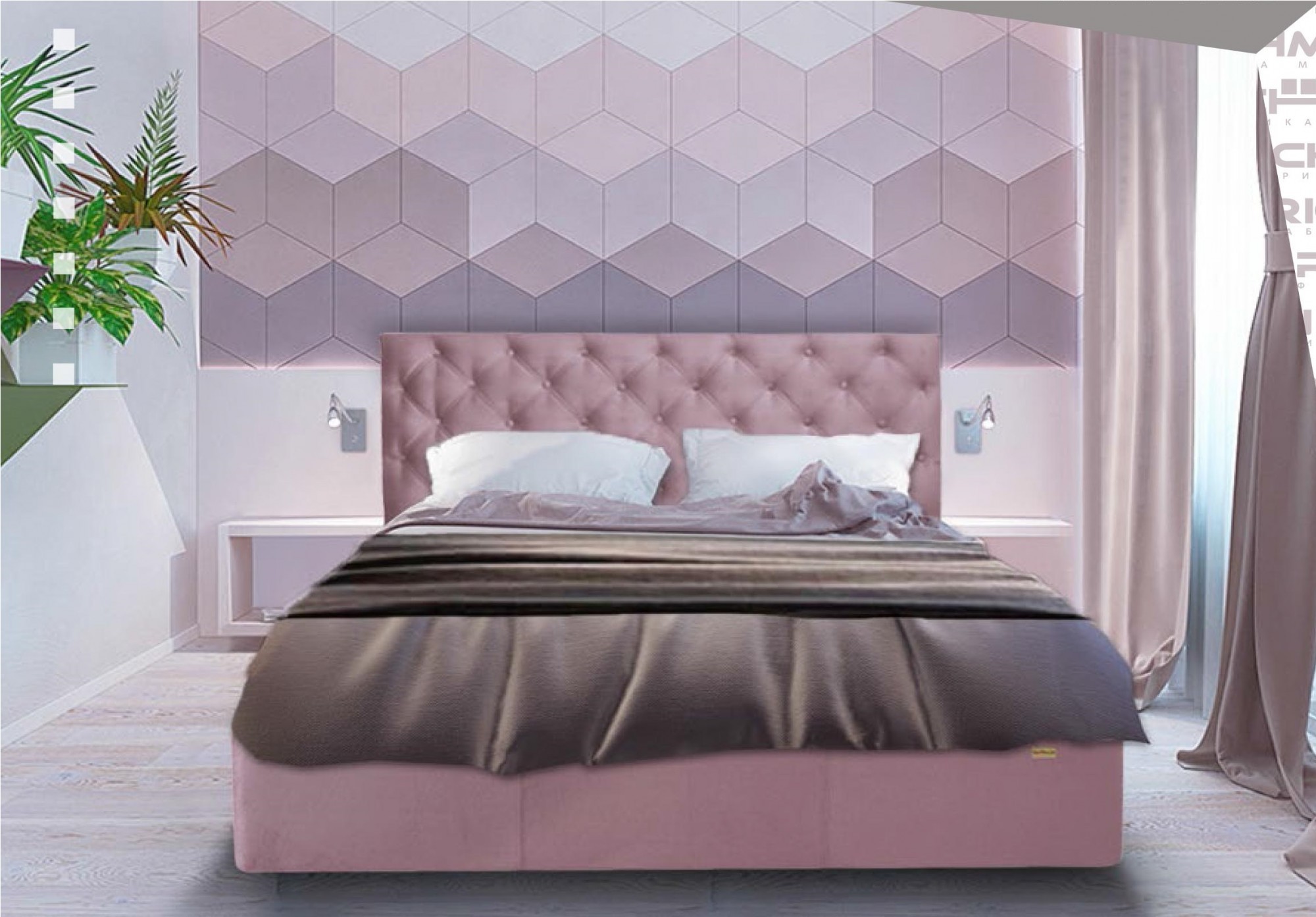 Кровать Coventry VIP Missoni 021 120х200 см Темно-розовый