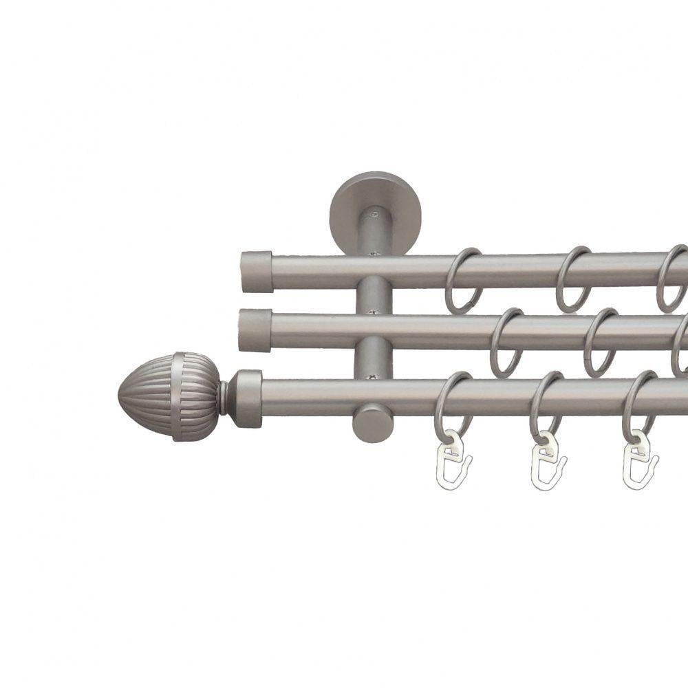 Карниз металлический Orvit Одеон трехрядный 16/16/16 мм цилиндр 300 см Сатин (000-6753)