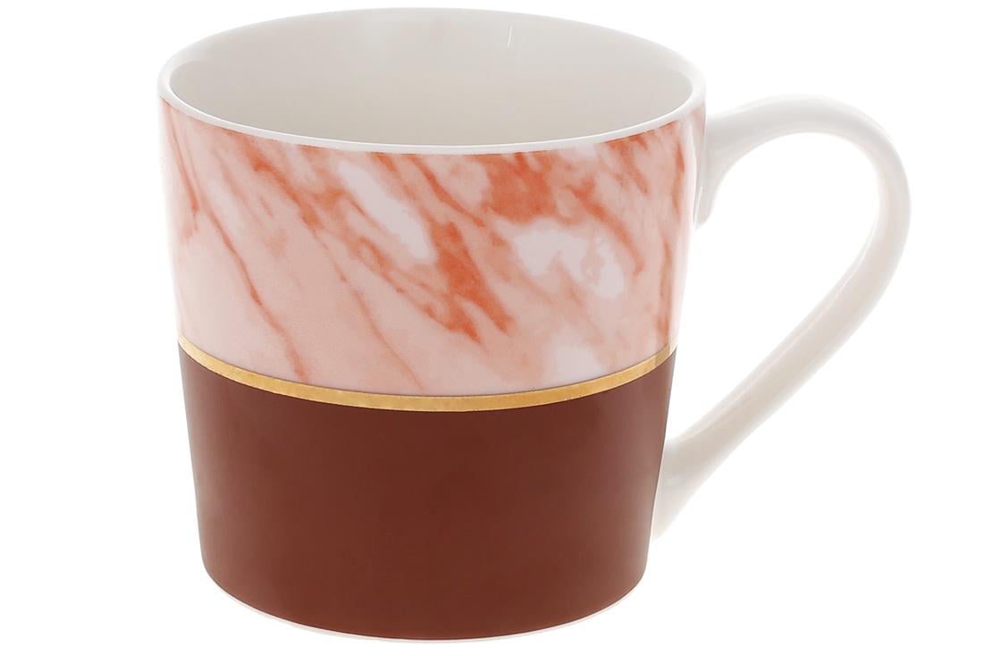 Кружка фарфоровая BonaDi Коричневый Мрамор 350 мл 4 шт. (380-443)