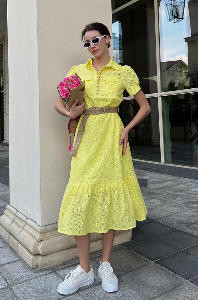 Платье-рубашка Lipar 3437/1 из прошвы р. 52 Желтый (16946791)