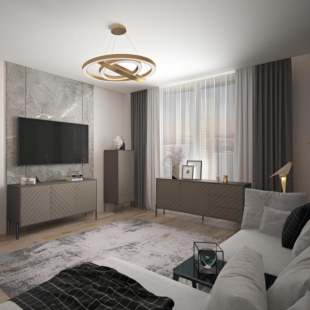 Комод Lion Амарант с черными металлическими ножками 168x40x76,5 см Кашемир/Перламутровый металлик (000-000-1893) - фото 6