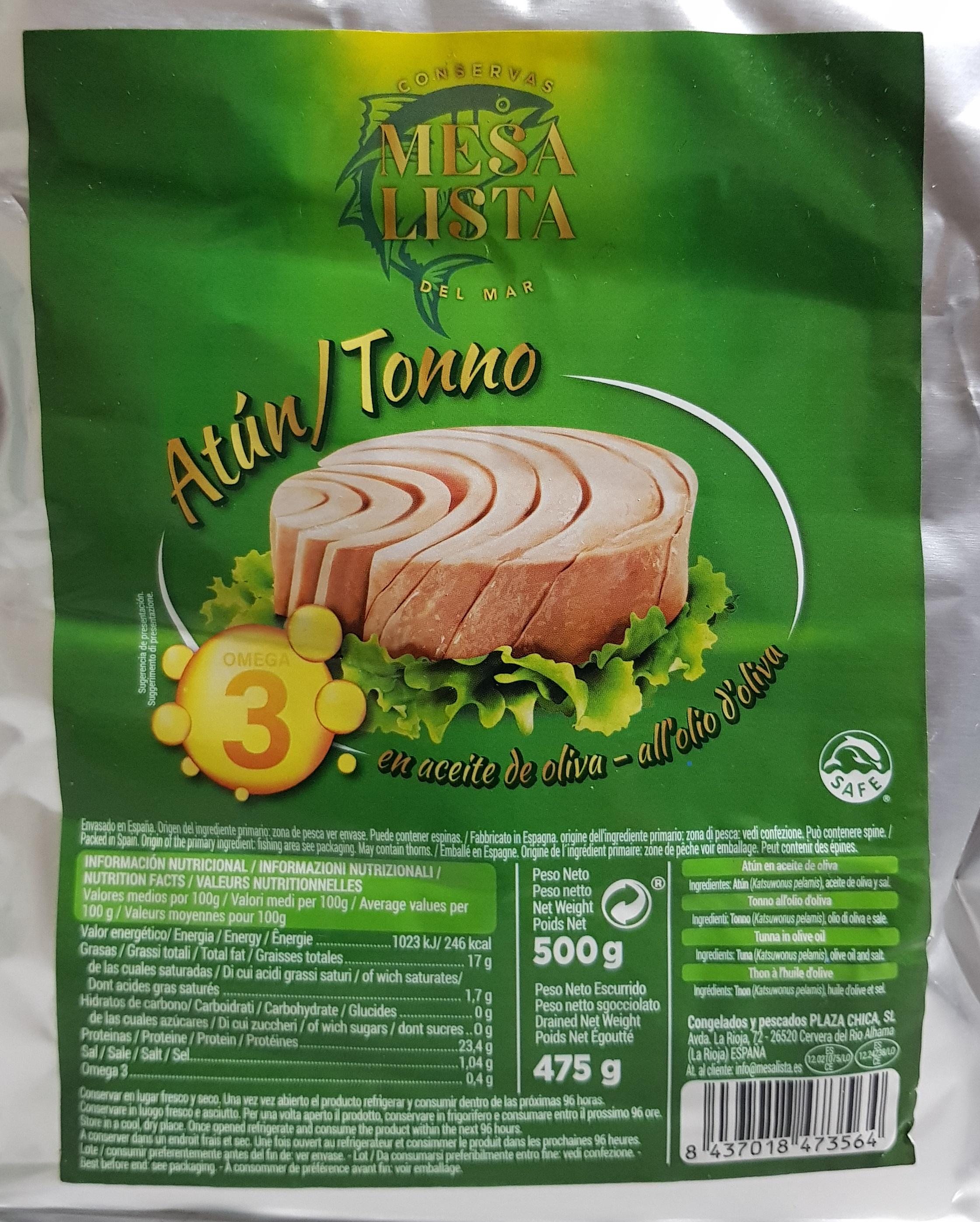 Тунець Mesa Lista в оливковій олії 500 г (12979012)