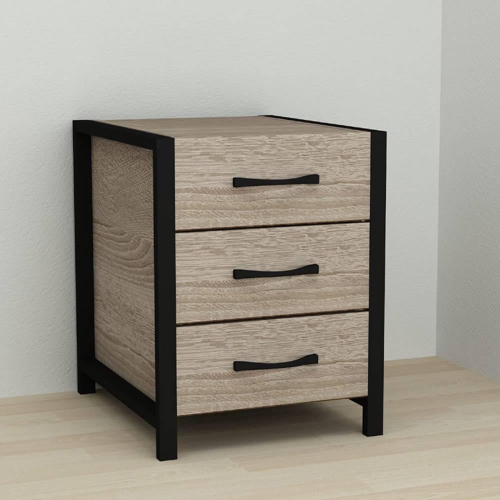 Тумба универсальная Ferrum-decor Вивьен 3 ДСП 16 мм 50x41x40 см Черный/Дуб Сонома Трюфель (FRD-104189) Тумба универсальная Ferrum-decor Вивьен 3 ДСП 16 мм 50x41x40 см Черный/Дуб Сонома Трюфель (FRD-104189)