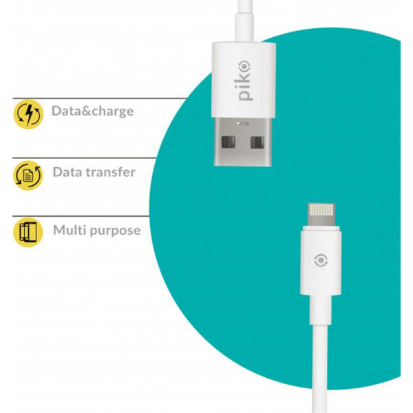 Кабель Piko CB-UL12 USB-Lightning 2 м White (1283126493867) - фото 2