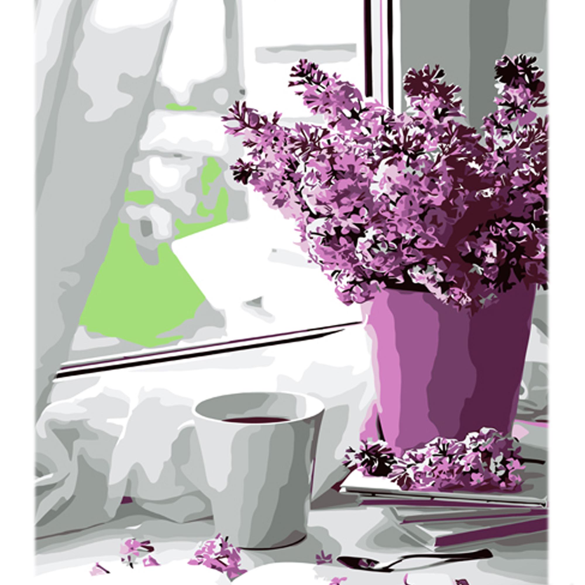 Картина по номерам Strateg Премиум Сиреневое утро с лаком и уровнем 30x40 см (Str-LY63)