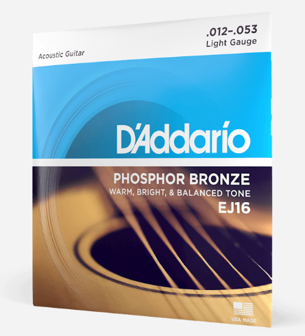 Струни для акустичної гітари D'Addario EJ16 Phosphor Bronze Light Acoustic Guitar Strings 12/53 - фото 2