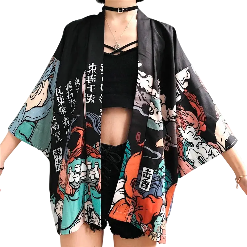 Хаорі-кимоно з ієрогліфами Cyberpunk 2XL Чорний (27638707)