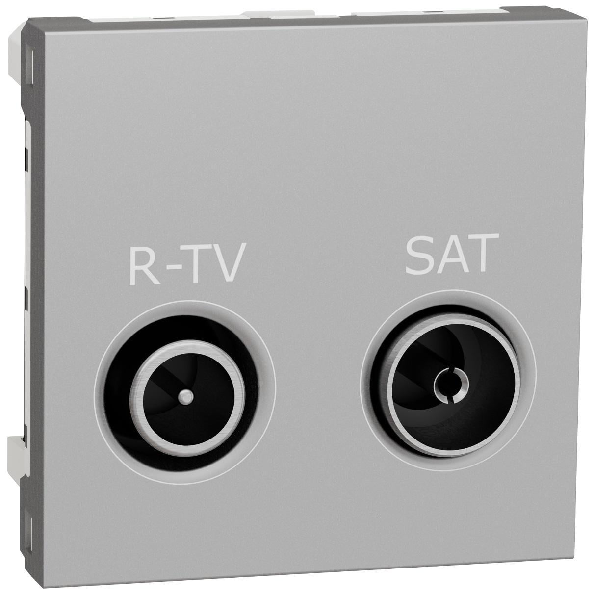 Розетка Schneider Electric R-TV/SAT индивидуальная 2 модуля Unica Алюминий (NU345430)