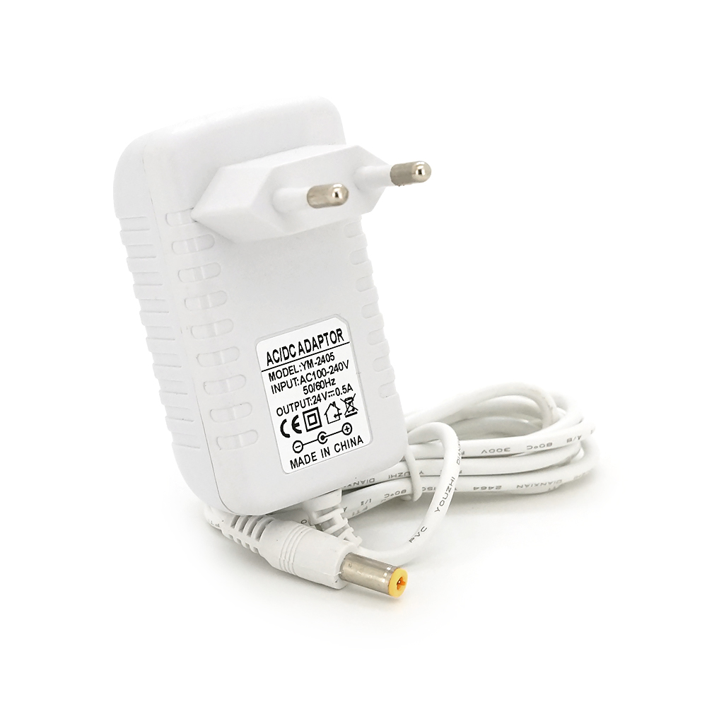 Мережевий адаптер живлення імпульсний 24в 0,5а 12 Вт штекер 5,5/2,5 1м White (YUT_V8954)