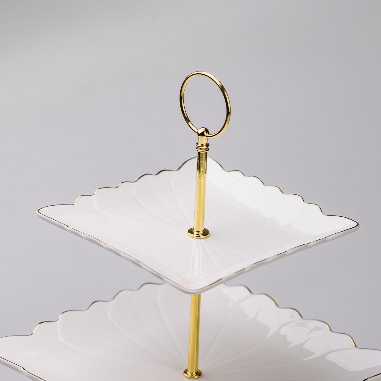 Етажерка для фруктів та десертів 3-ярусна квадратна Білий - фото 6 Етажерка для фруктів та десертів 3-ярусна квадратна Білий - фото 6