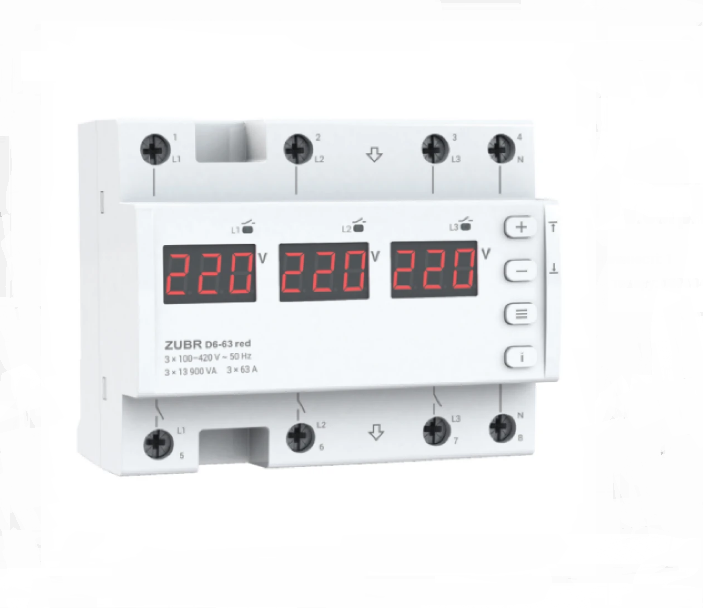 Реле напруги ZUBR D6-63 Red 3-фазне (29011664)
