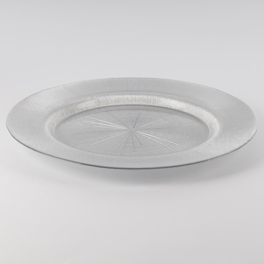 Набір тарілок скляних Лінія сяйва 32,7 см 6 шт. Срібний (40135)