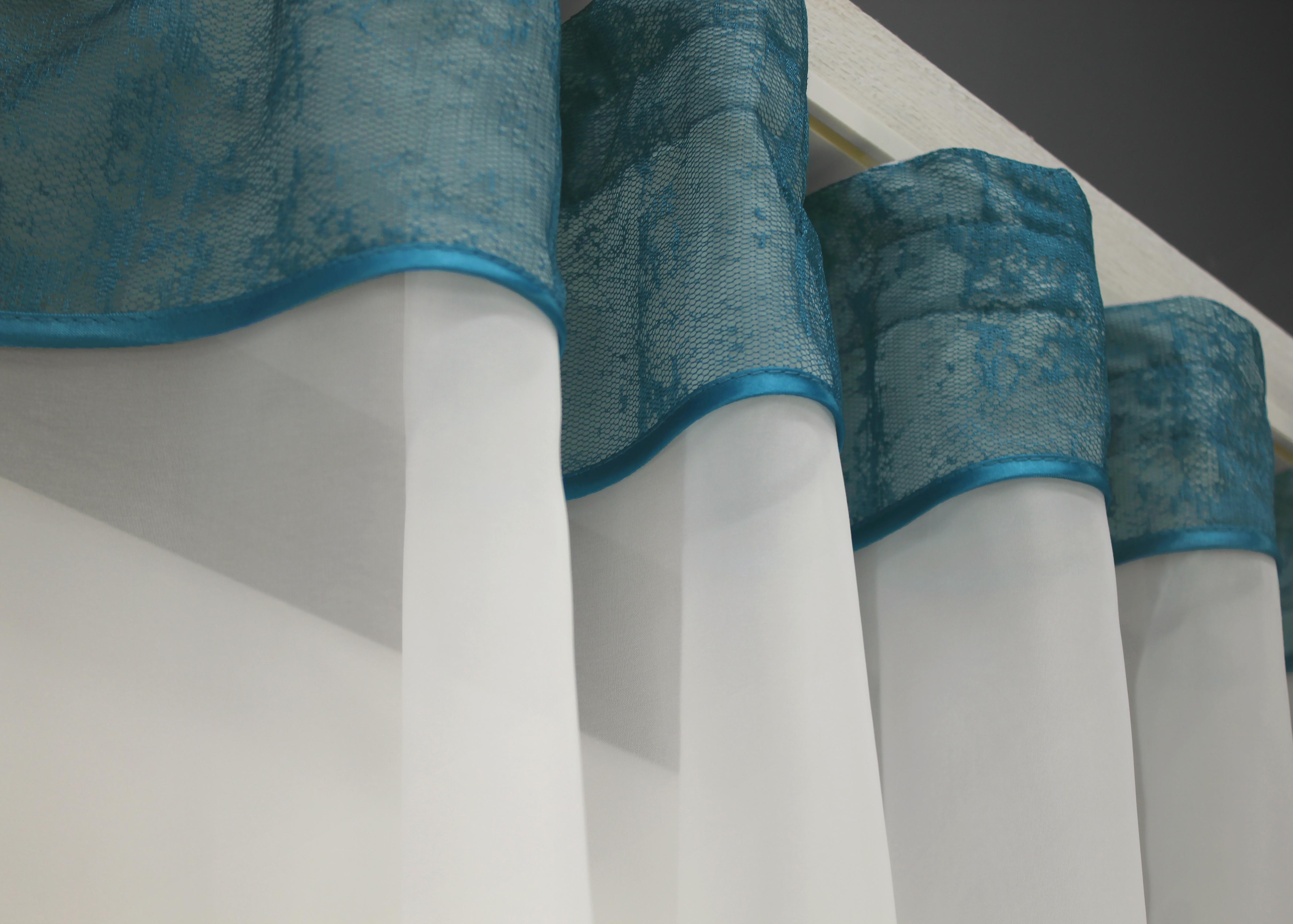 Штори кухонні VR-Textil № 085к шторки з ламбрекеном 280х170 см Молочний/Синій (52-0917) - фото 4