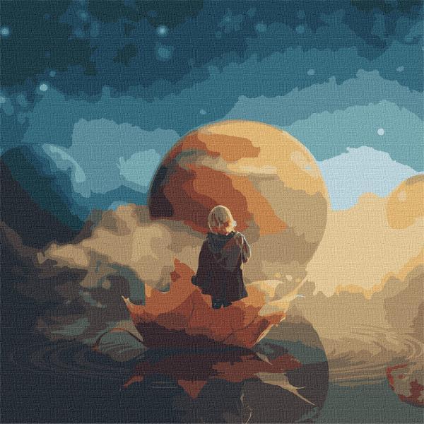 Картина по номерам Идейка Космос Космическая Прогулка с красками металлик 50х50 см в термопакете (КНО9547-mt)