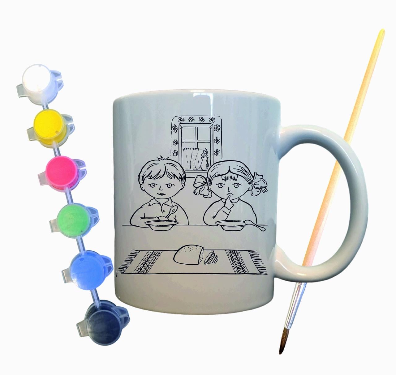 Набор для творчества кружка раскраска Украинская семья 330 мл Белый (КР0002)