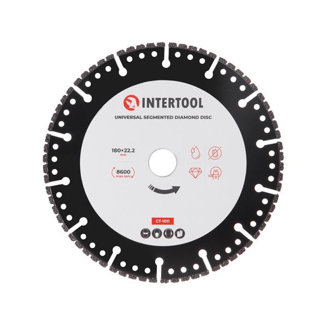 Диск алмазный универсальный сегментный Intertool 180х22,2 на угловую шлифмашину (CT-1011)