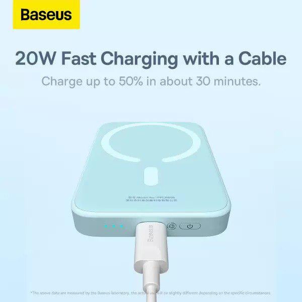 Павербанк с беспроводной зарядкой Baseus Magnetic Mini Wireless Fast Charge Qi 15 W 2в1 10000 mAh 20 W 2,4 A QC3,0/PD3,0 Голубой (PPCX030003) - фото 11