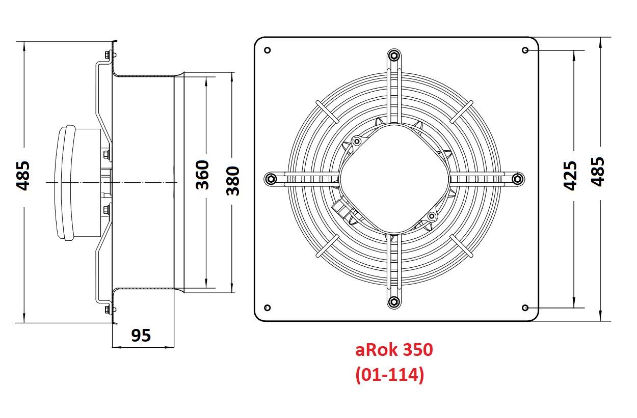 Вентилятор AirRoxy aRok настенный осевой 350 мм (01-114) - фото 9