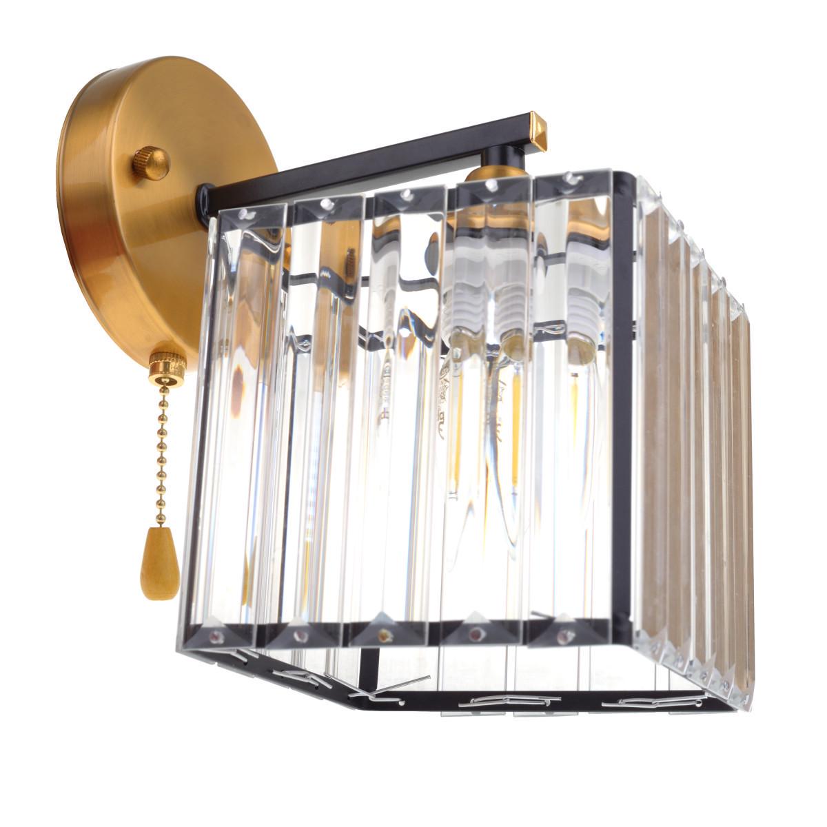 Бра Brille LK-717W/1 E27 BK/GDB со шнуровым выключателем Черный