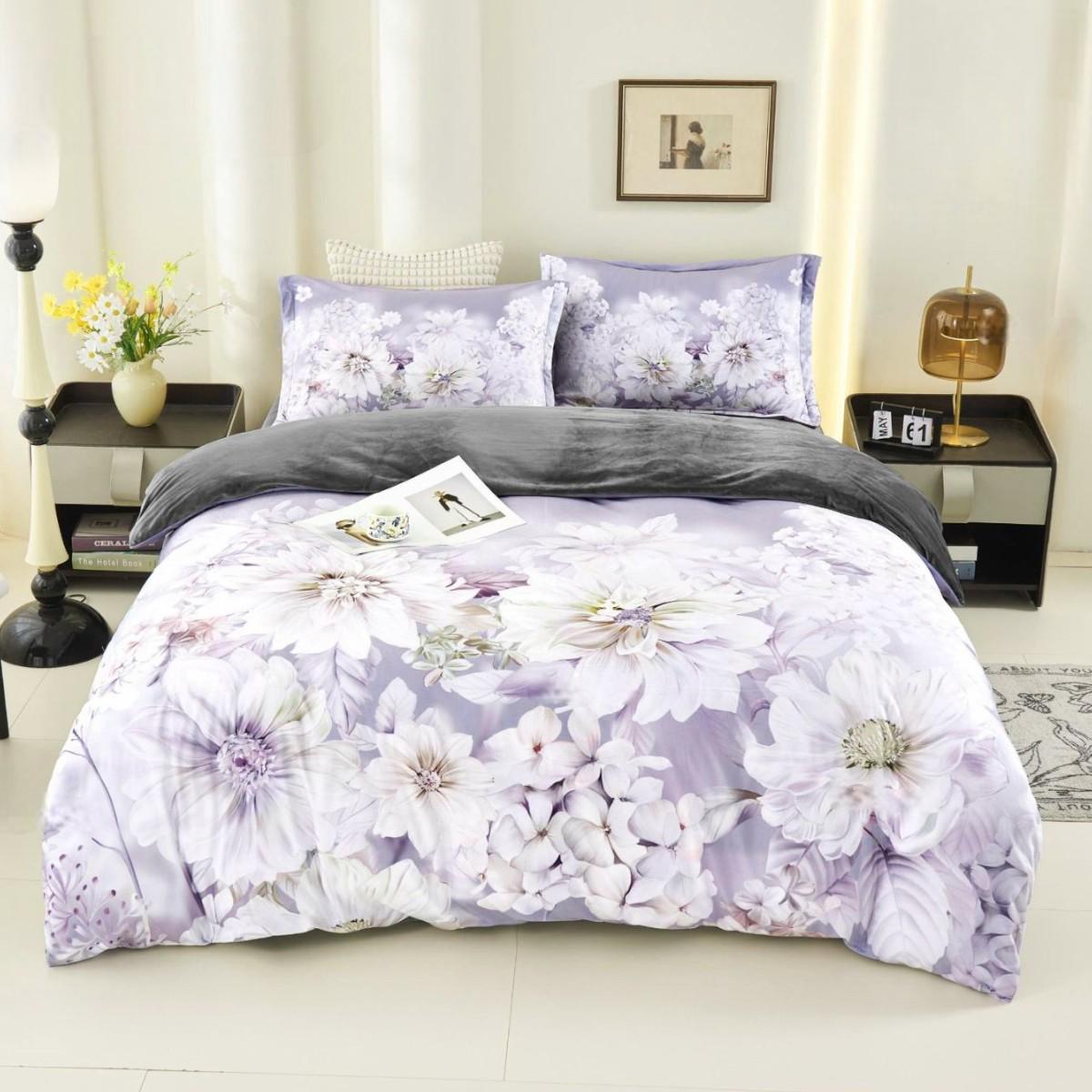 Комплект постельного белья велюровый Koloco 5D рисунок евро (42290)