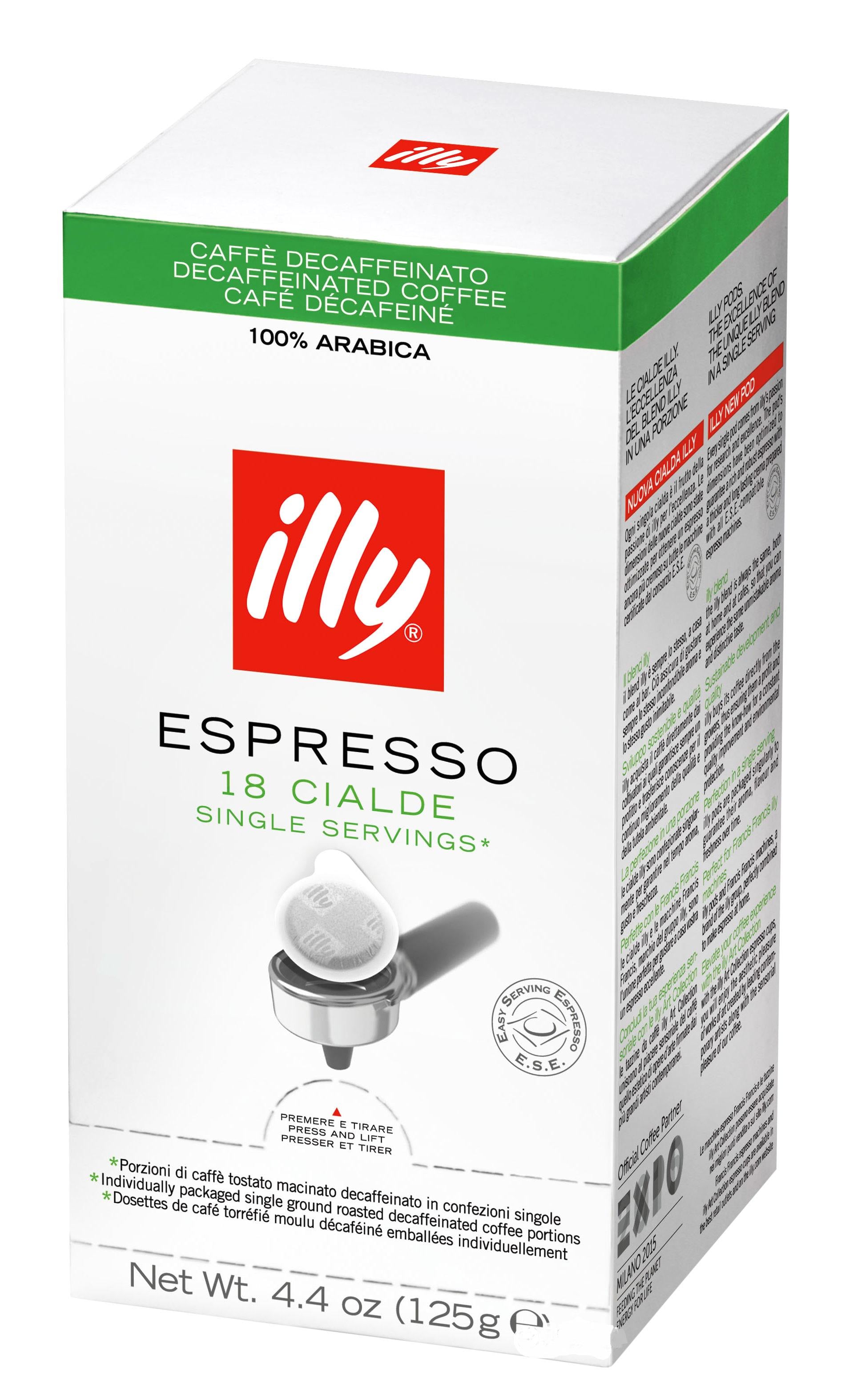 Кофе в монодозах чалдах illy Espresso картон DECAFF без кофеина 18 шт. (11645)
