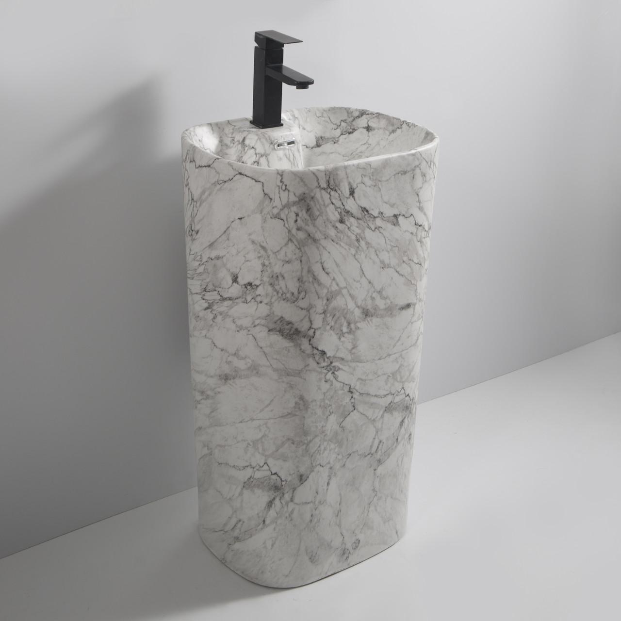 Раковина моноблок MIXXUS PREMIUM DIVERSE-1101 MARBLE 460х380х840 мм с отверстием под смеситель и пер (2541350594) - фото 3 Раковина моноблок MIXXUS PREMIUM DIVERSE-1101 MARBLE 460х380х840 мм с отверстием под смеситель и пер (2541350594) - фото 3