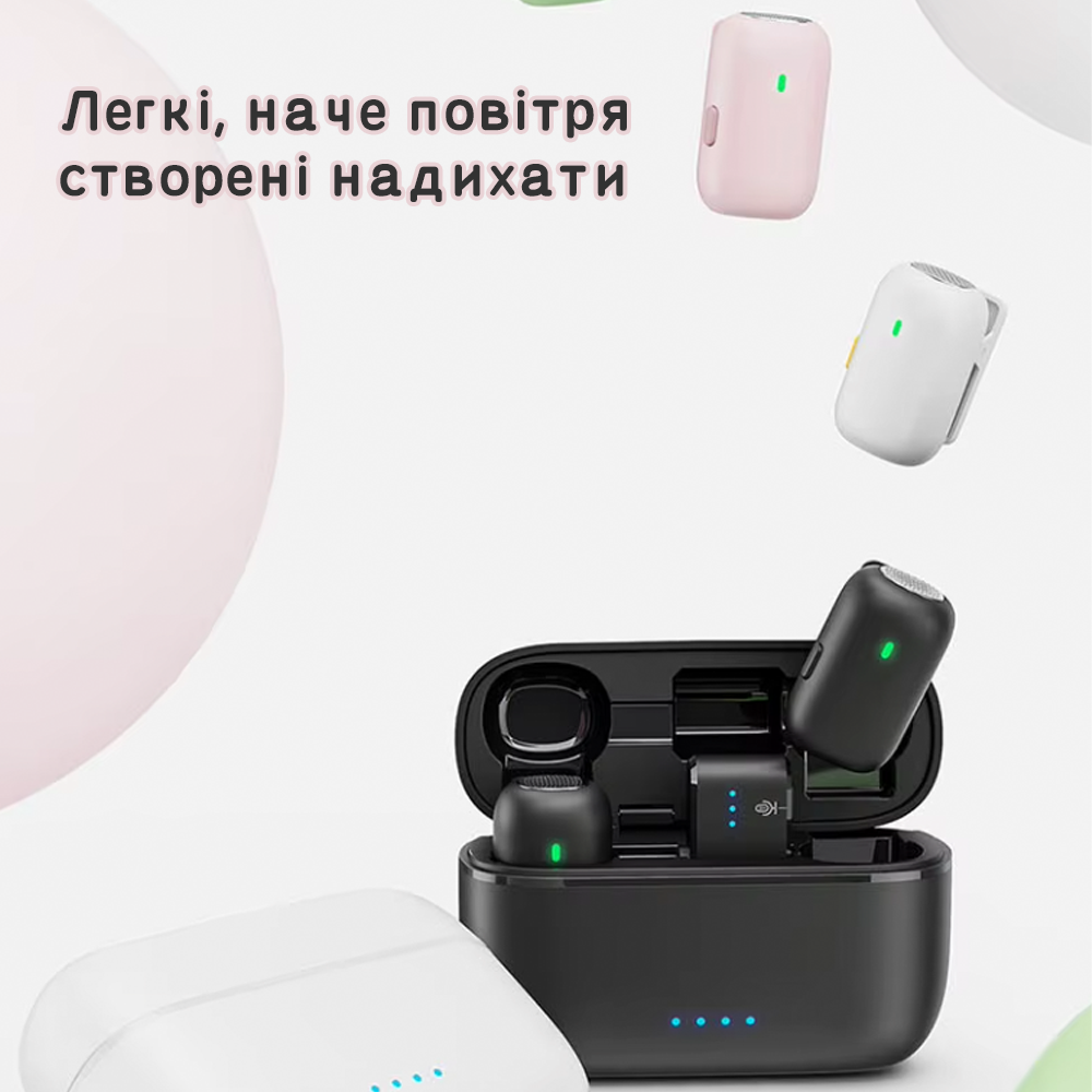 Микрофон беспроводной петличный M19 для телефонов с Type-C/адаптером Type-C на Lightning Pink (115111116) - фото 2 Микрофон беспроводной петличный M19 для телефонов с Type-C/адаптером Type-C на Lightning Pink (115111116) - фото 2