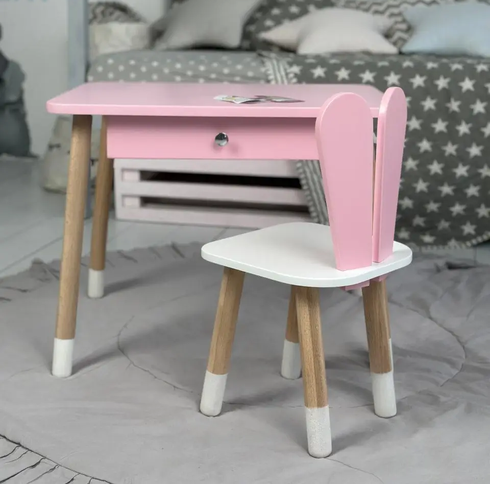 Столик детский со стульчиком и ящиком Зайчик Розовый (703241)