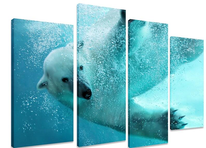 Модульная картина KIL Art Медведь под водой на холсте из четырех частей 129x90 см (M4_L_445)
