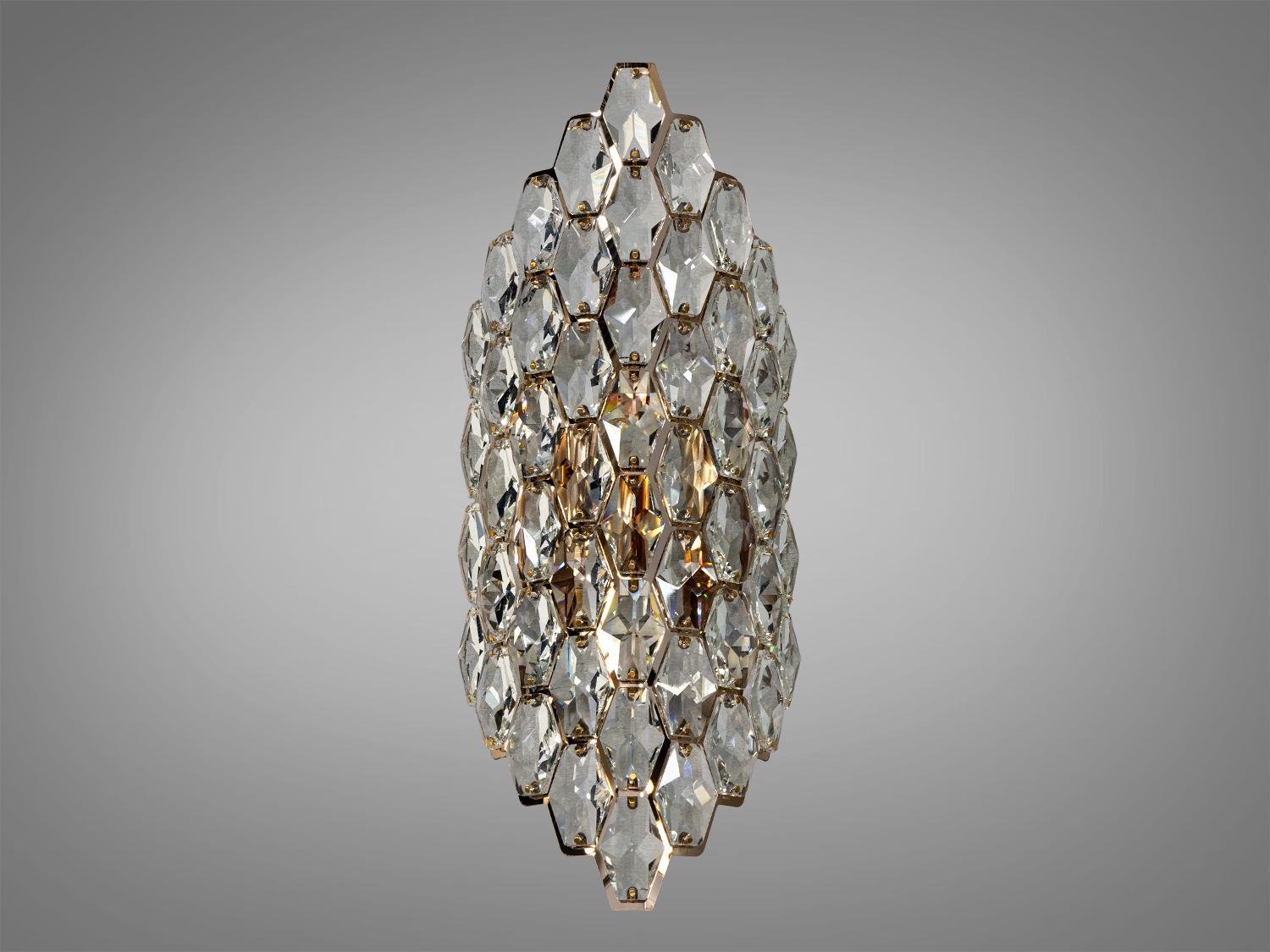 Светильник настенный хрустальный на 2 лампы Золотой (9132-B420GD)